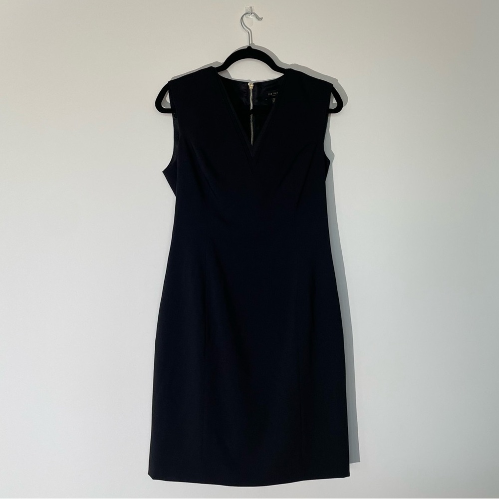 Ted Baker Saloted Sleeveless Black Wool Blend Sheath Dress - Size 4 - Picture 2 of 8